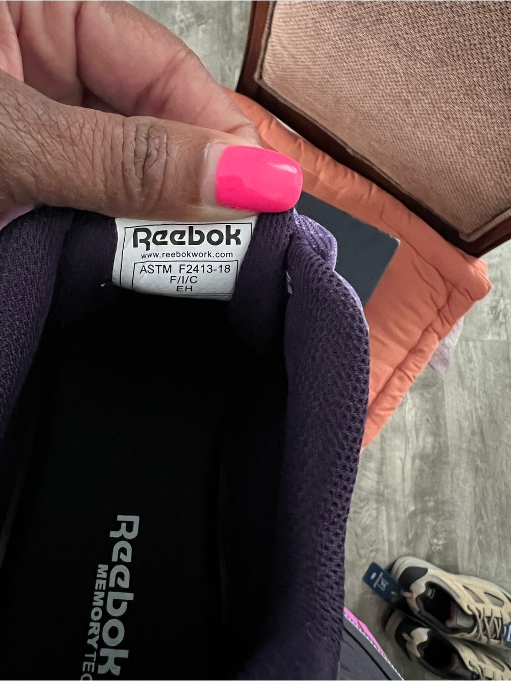 Reebok Grey and Purple Athletic Work Shoe - Picture 4 of 9